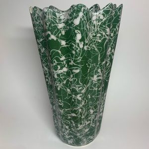 Vintage 50’s Green and White Marbled Art Deco Vase